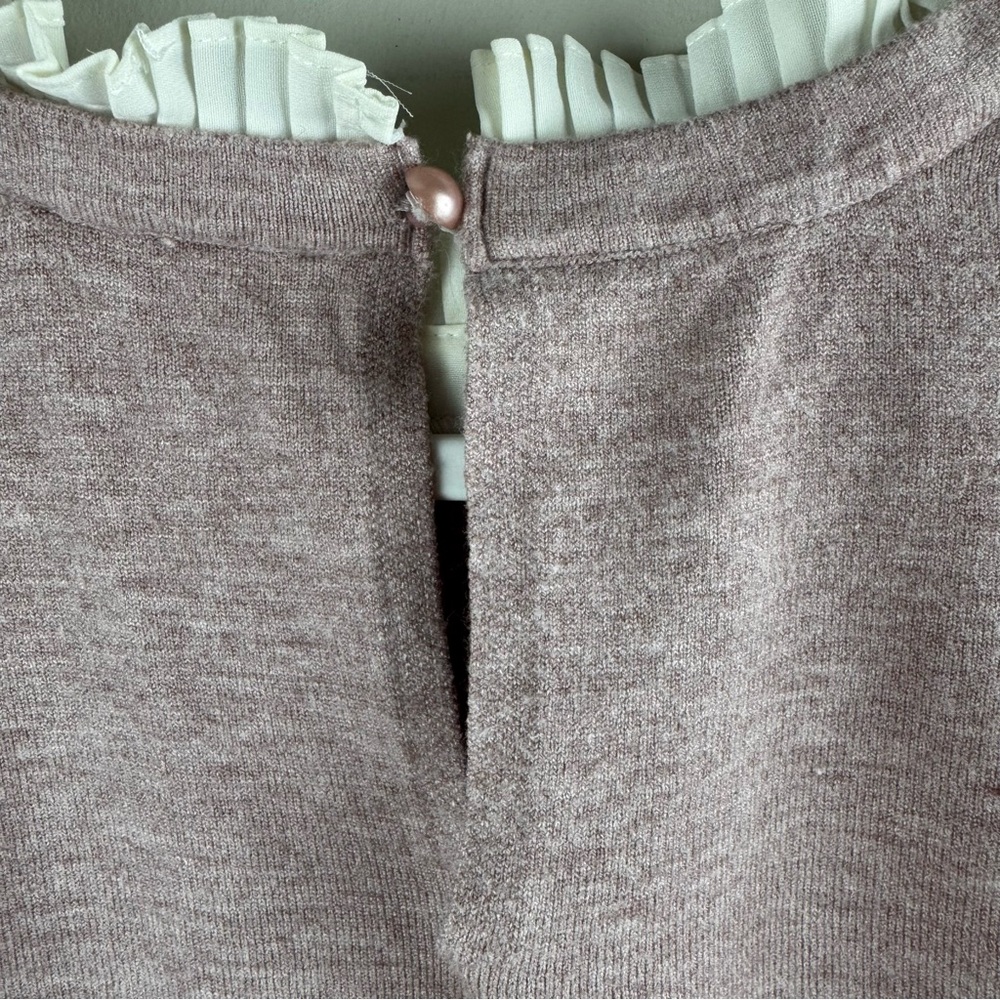 Vila Milano Wool Blend Sweater Size XL Lavender Pleated‎ Ruffle Collar Cuffs - Picture 11 of 13
